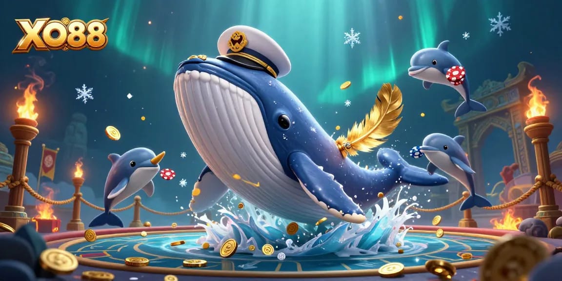 Experience the dynamic world of XO88 with a colorful casino adventure featuring playful sea creatures and treasure.