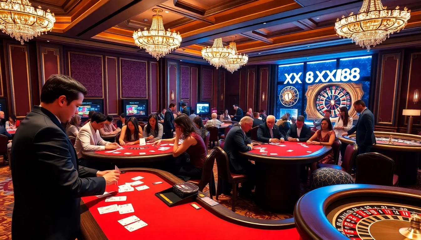 Players engage in thrilling baccarat at XX88 casino, showcasing excitement and strategy.