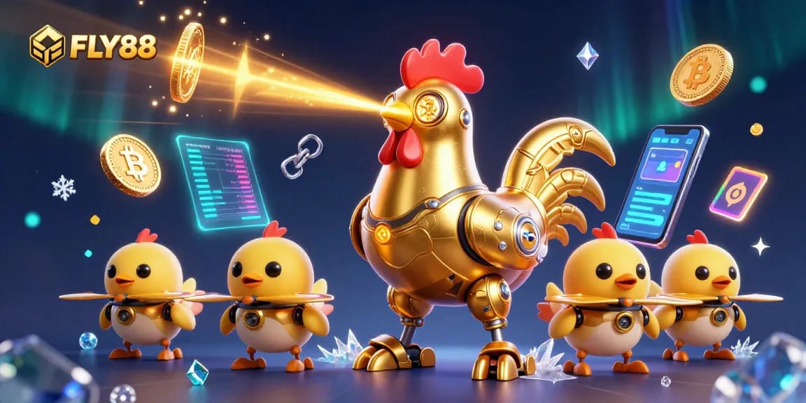 FLY88 offers high-energy gaming with unique robotic characters, cryptocurrencies, and vibrant casino elements.