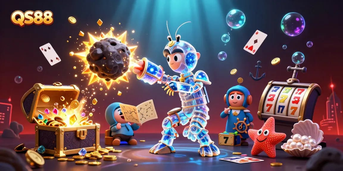 Engage in thrilling gameplay at QS88 with a vibrant underwater casino scene showcasing action and excitement.