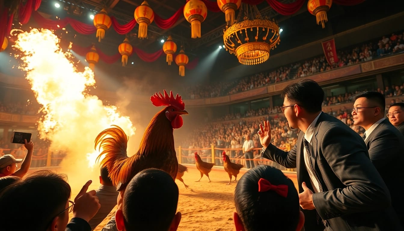 Live cockfighting event showcasing the excitement of dagatructiep 1 in a vibrant atmosphere.