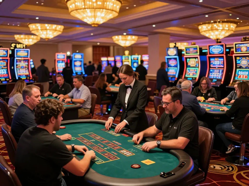 cm88z players engaged at blackjack tables in vibrant Las Vegas casino atmosphere