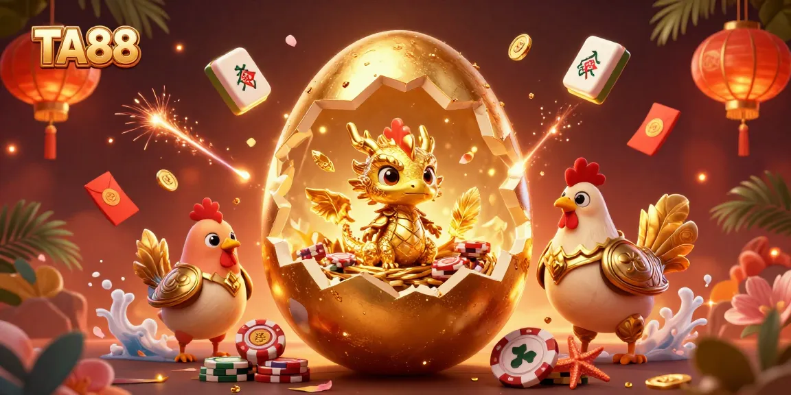 TA88 reveals a golden dragon amidst poker chips in a vibrant casino scene.