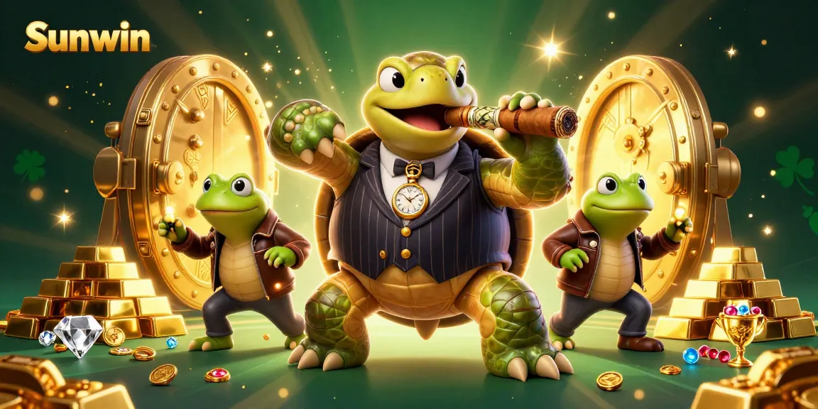 Sunwin engages players with a thrilling casino scene featuring cartoon characters and vibrant game elements.