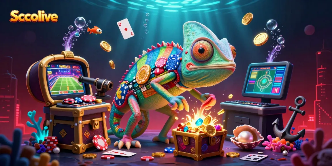 Experience Socolive's vibrant gambling scene with the chameleon casino owner capturing wins.