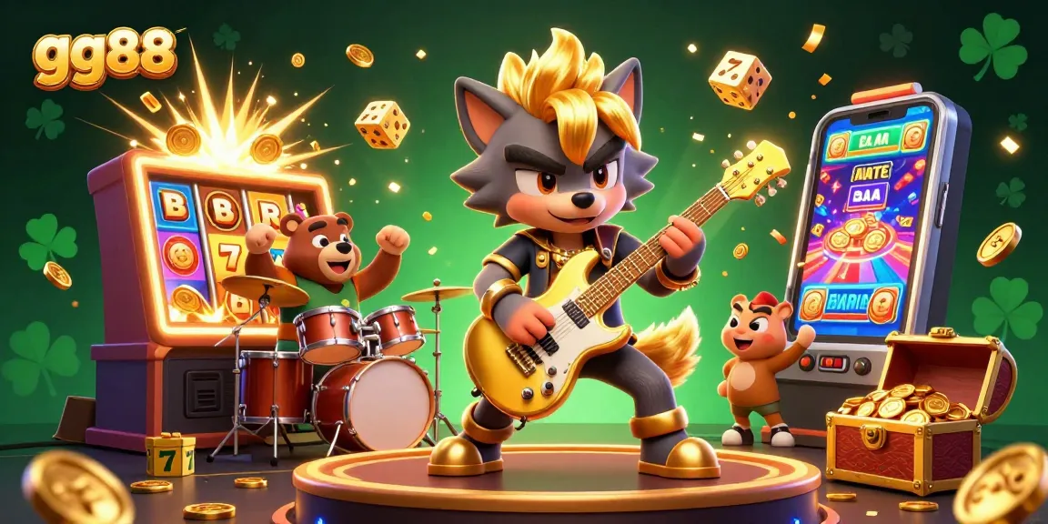 Experience thrilling slots action with gg88's vibrant jackpot explosion and cartoon characters.
