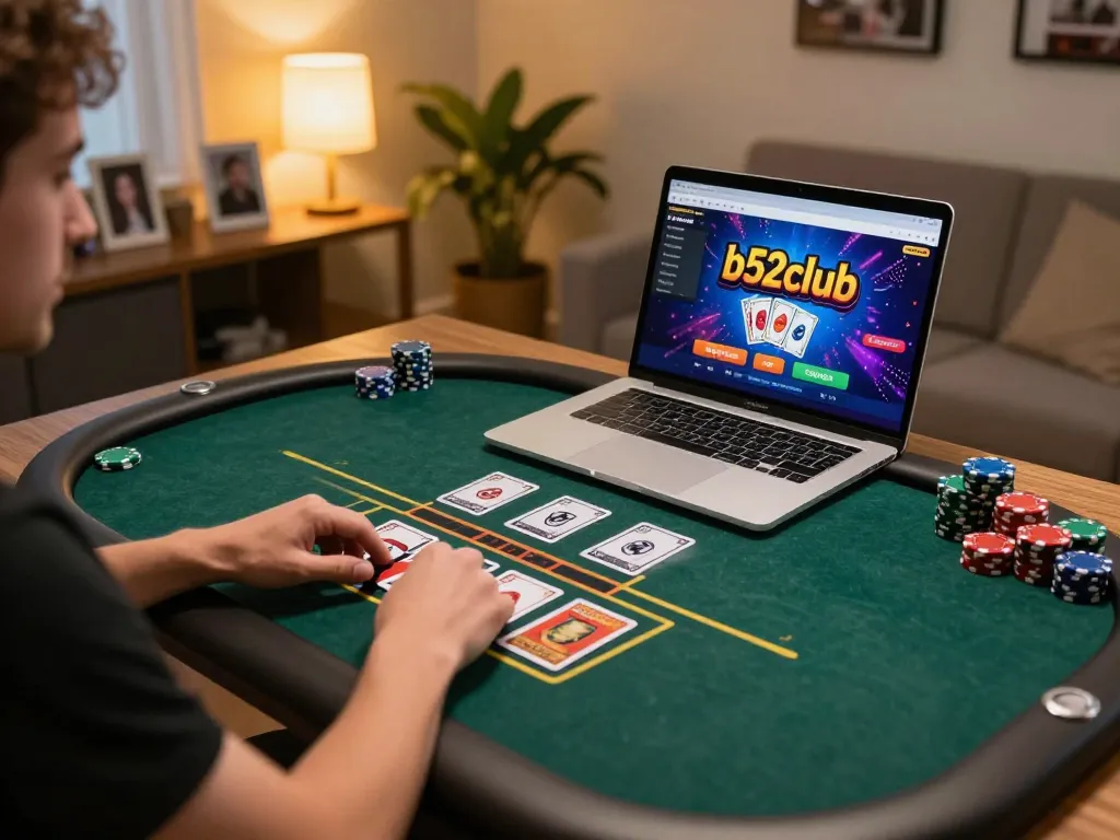 Engaging gameplay at b52club online casino showcasing an interactive laptop setup for a strategic gambling experience.