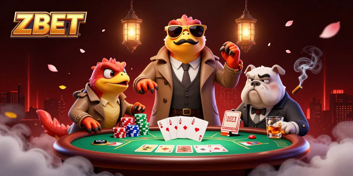 ZBET raptors in trench coat at VIP casino door, bright poker table and dynamic casino decor