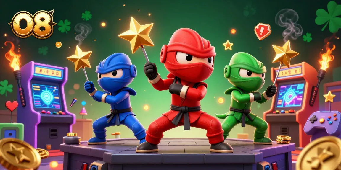 O8 showcases a thrilling scene with chameleon ninjas gaming alongside vibrant casino elements.