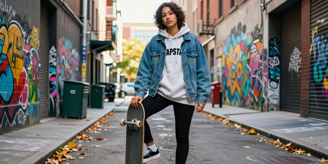 Felpa Trapstar indossata in un look streetwear alla moda in un ambiente urbano.