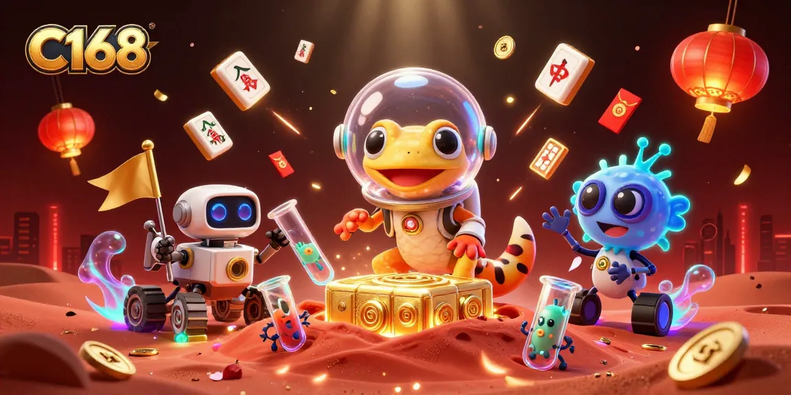 C168 players engage in thrilling casino adventures under a Martian sky, discovering gold amidst vibrant game elements.