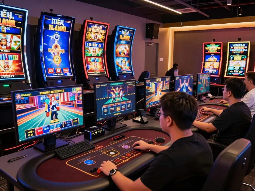 Engaging scene with player focused on live dealer games from nhà cái tt88, showcasing immersive online casino experience.