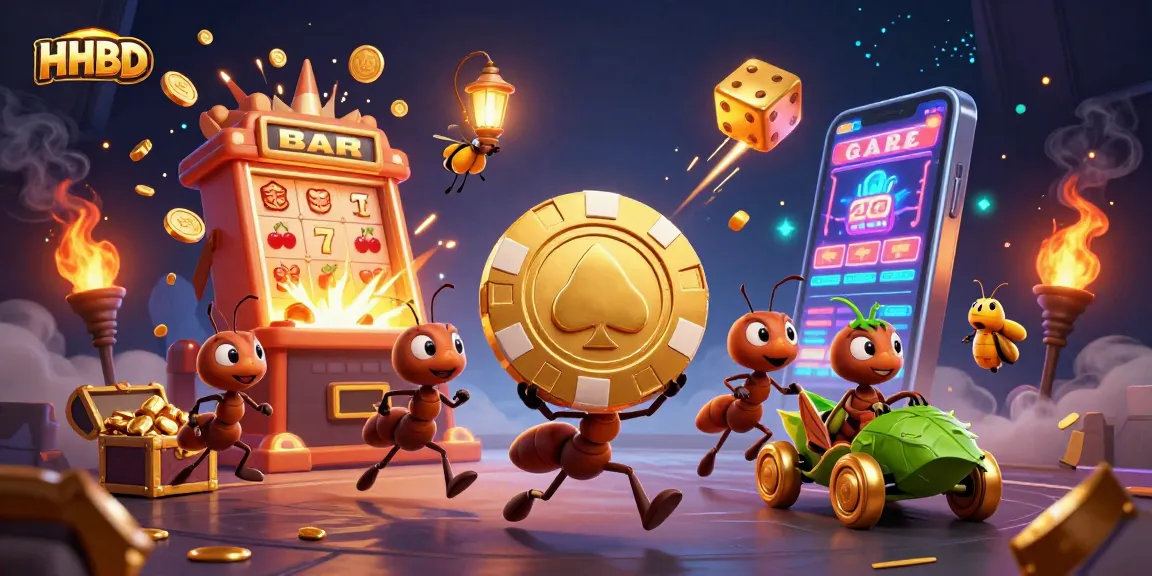 Join the heist in the HHBD casino adventure as animated ants carry a giant poker chip!
