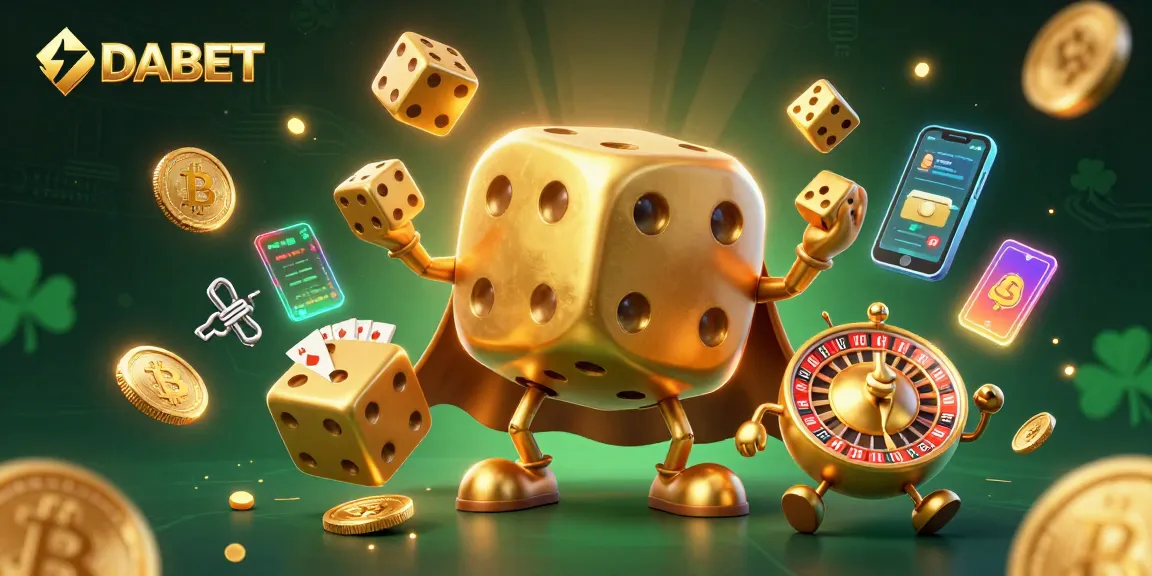 Join DABET's thrilling gaming world with an enchanting scene showcasing dynamic casino excitement and crypto elements.