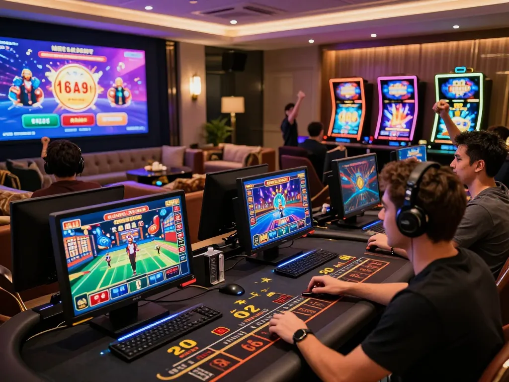 Engaged players enjoying 99ok online gaming experience in a lively atmosphere.