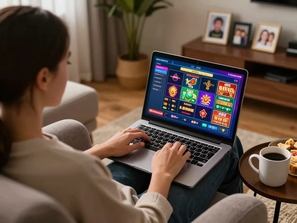 Memainkan permainan menarik di higgs777 melalui laptop di lingkungan rumah yang nyaman.