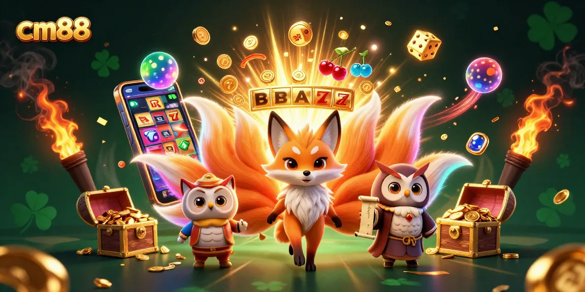 Engage in thrilling slots with cm88's vibrant casino experience, featuring a colorful fox spirit and abundant rewards.