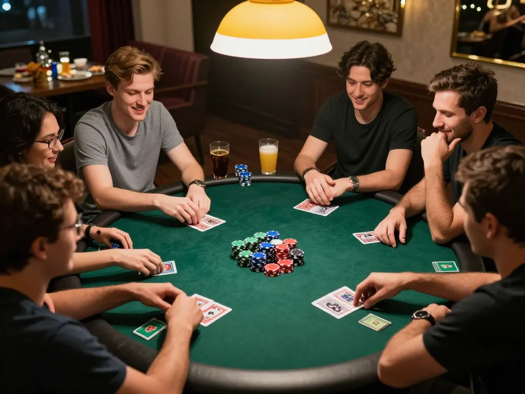 Players enjoying a thrilling game night at mm88star poker table with vibrant chips and cards