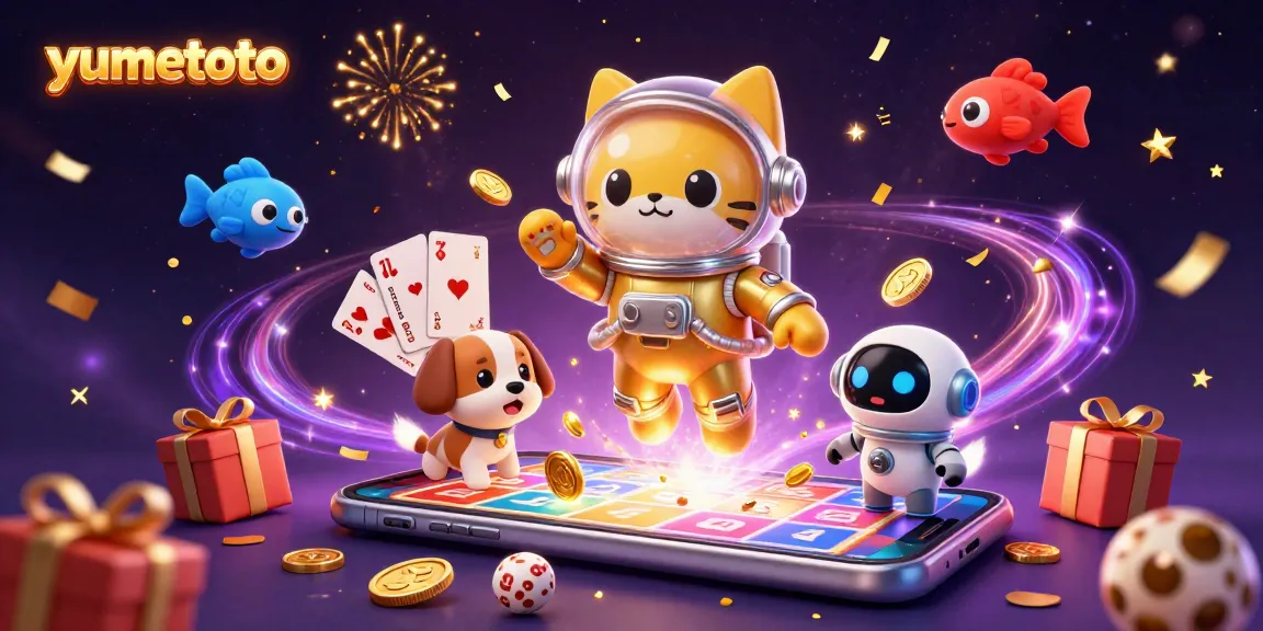 Engage with yumetoto as you explore exciting lottery games in a lively 3D digital scene.