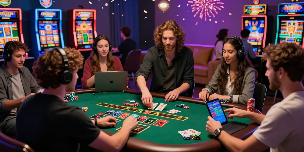 Engaged players enjoying hm88 online casino games in a vibrant living room setting.