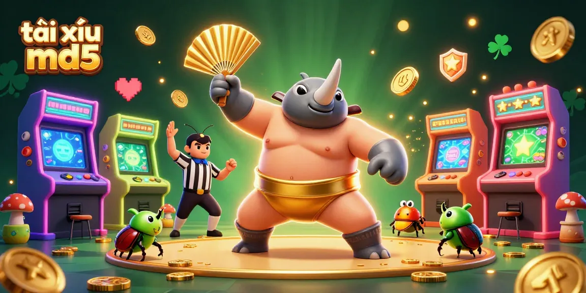 Experience exciting gameplay with tài xỉu md5 featuring a vivid 3D scene of arcade and gambling elements.