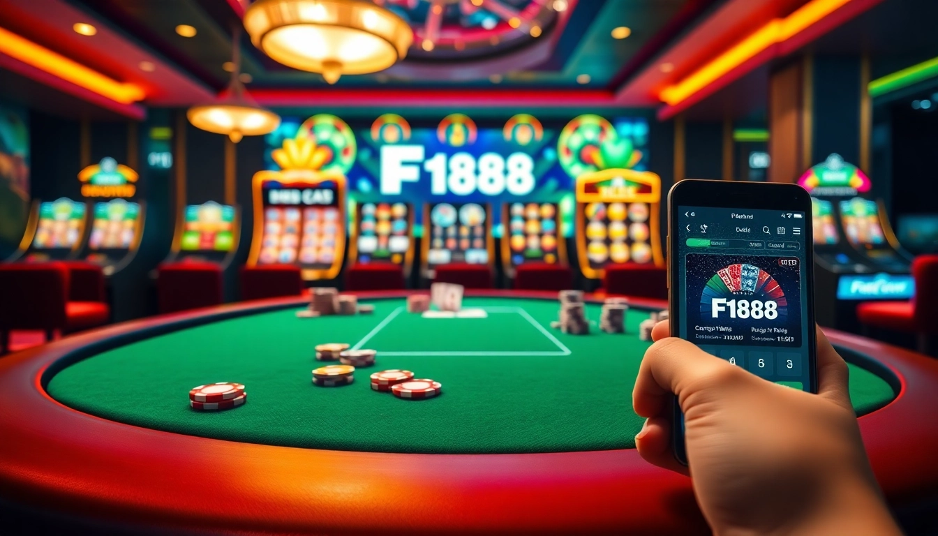 F168 players enjoying an exciting moment at a luxurious casino table with vibrant gambling elements.