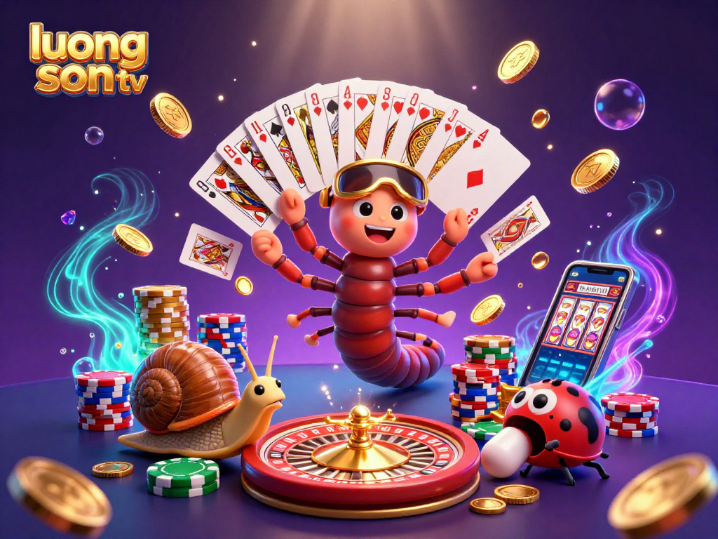 Experience the thrill of luong son tv as the dealer unleashes a stunning card display amidst cascading casino elements.