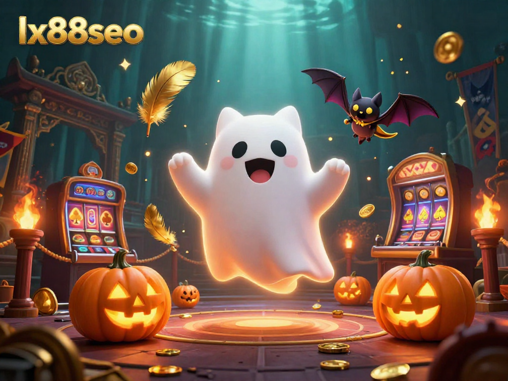 Experience thrilling gaming with lx88seo in a haunted casino featuring glowing jack-o-lanterns and dynamic characters.
