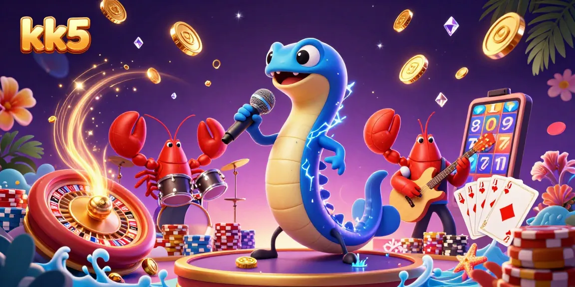 Spin slots and win with kk5 at this vibrant underwater casino scene featuring a DJ eel