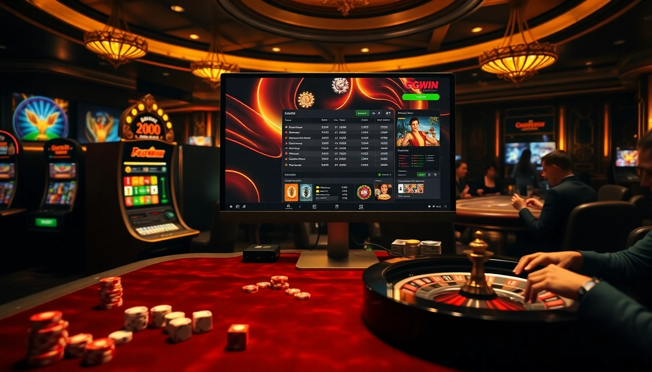 Engaging GGWIN online betting screen surrounded by vibrant casino elements.
