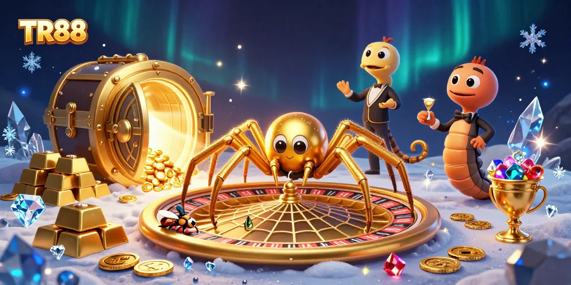 Spin to win at TR88, with a golden spider and dynamic casino elements creating an exciting atmosphere.