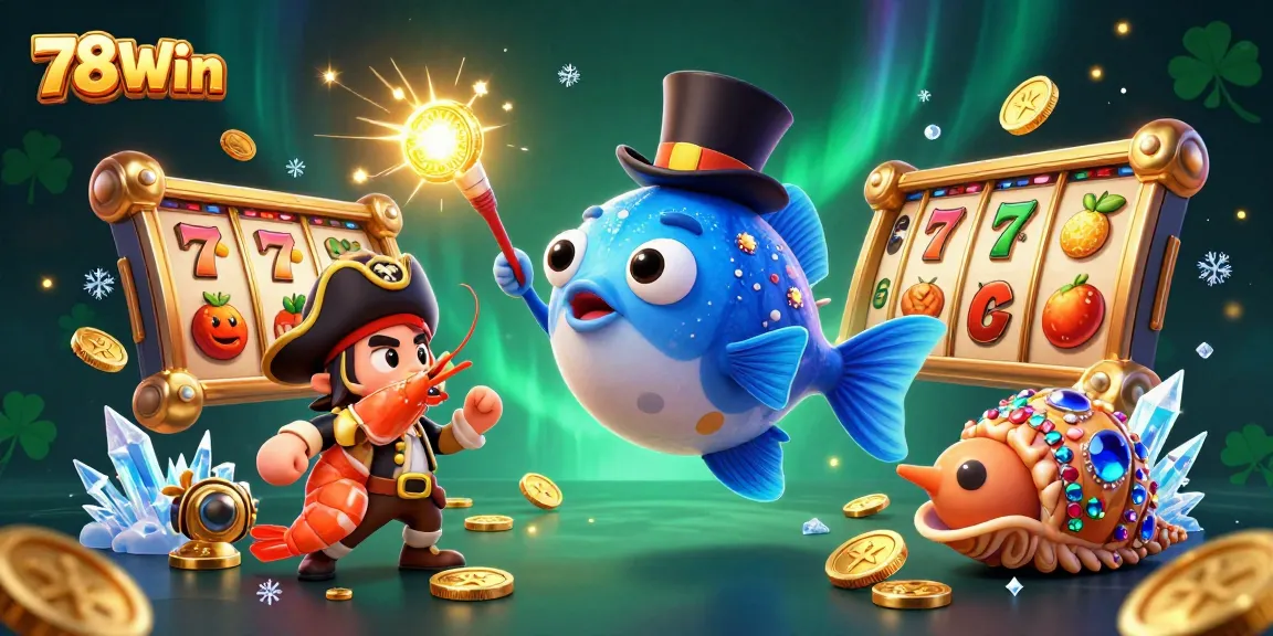Engage with thrilling slots gameplay at 78Win, featuring vibrant characters and sparkling treasures.