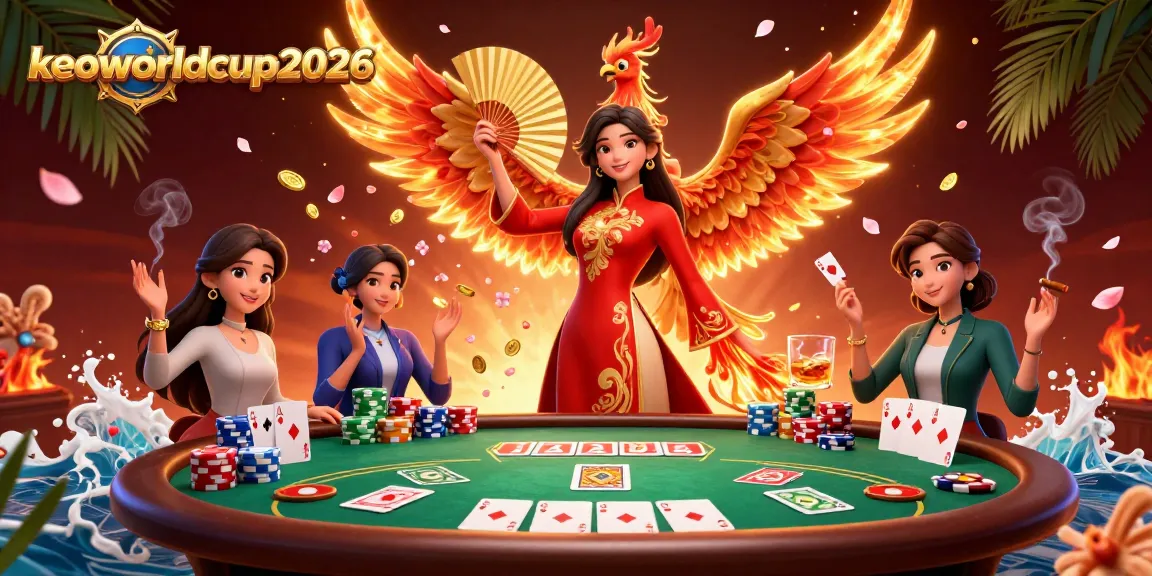 Experience the thrill of gambling with keoworldcup2026, featuring poker and vibrant 3D art.
