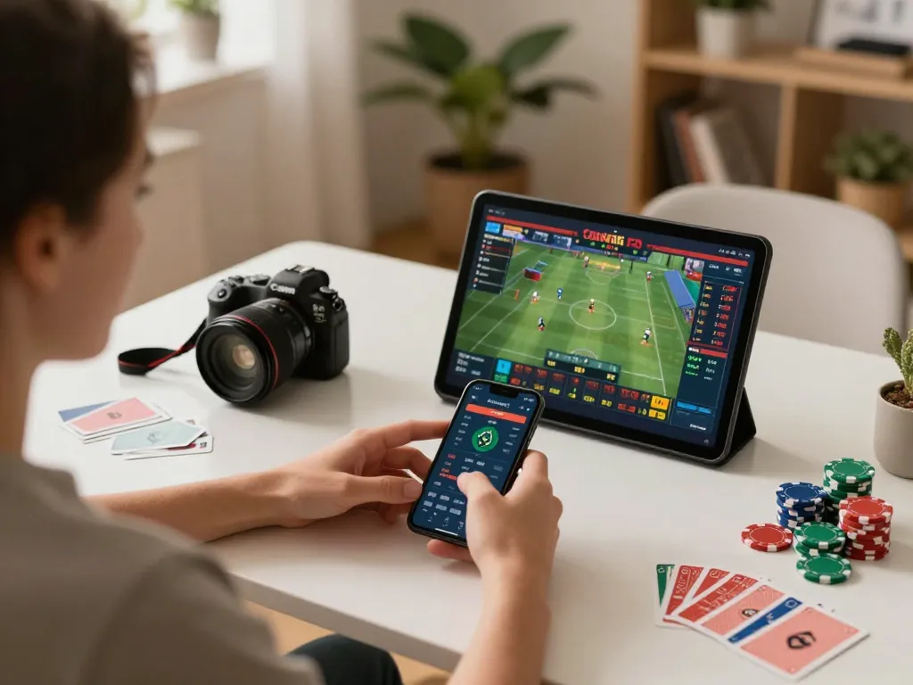 Placing bets on 789betss gaming app while enjoying a comfortable home setup.
