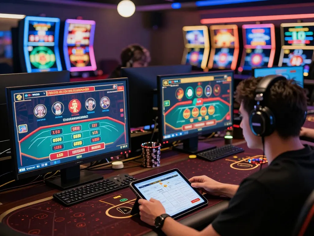 Engaging online gambling session at nhà cái 88vv with multiple game displays and strategy tools visible.
