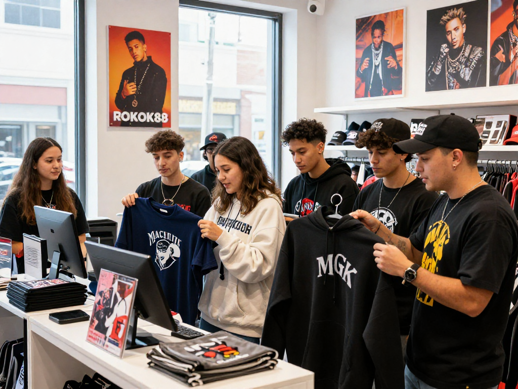 Fans exploring exclusive rokok88 link alternatif merchandise at vibrant store.