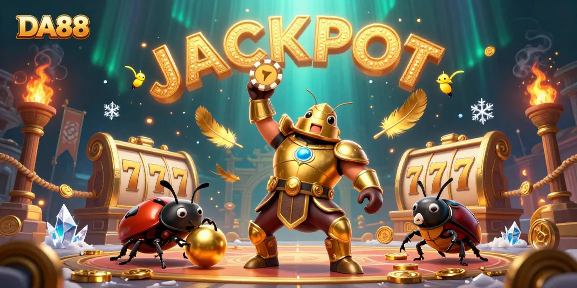 DA88 signifies a thrilling casino jackpot under the victory of a gladiator beetle