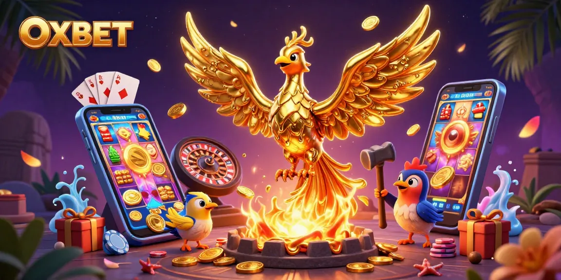 Experience the thrill of winning big with OXBET in a vibrant 3D casino illustration.