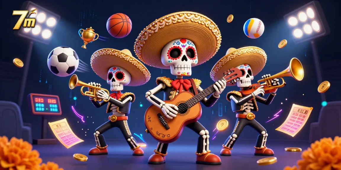 Experience thrilling sports betting with 7m featuring a vibrant mariachi band and dynamic sports elements.