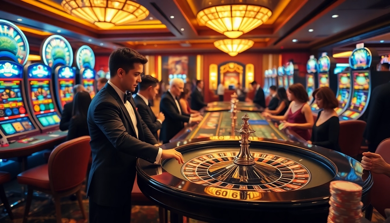 NET88 gamblers placing bets at a roulette table in an exciting casino environment.