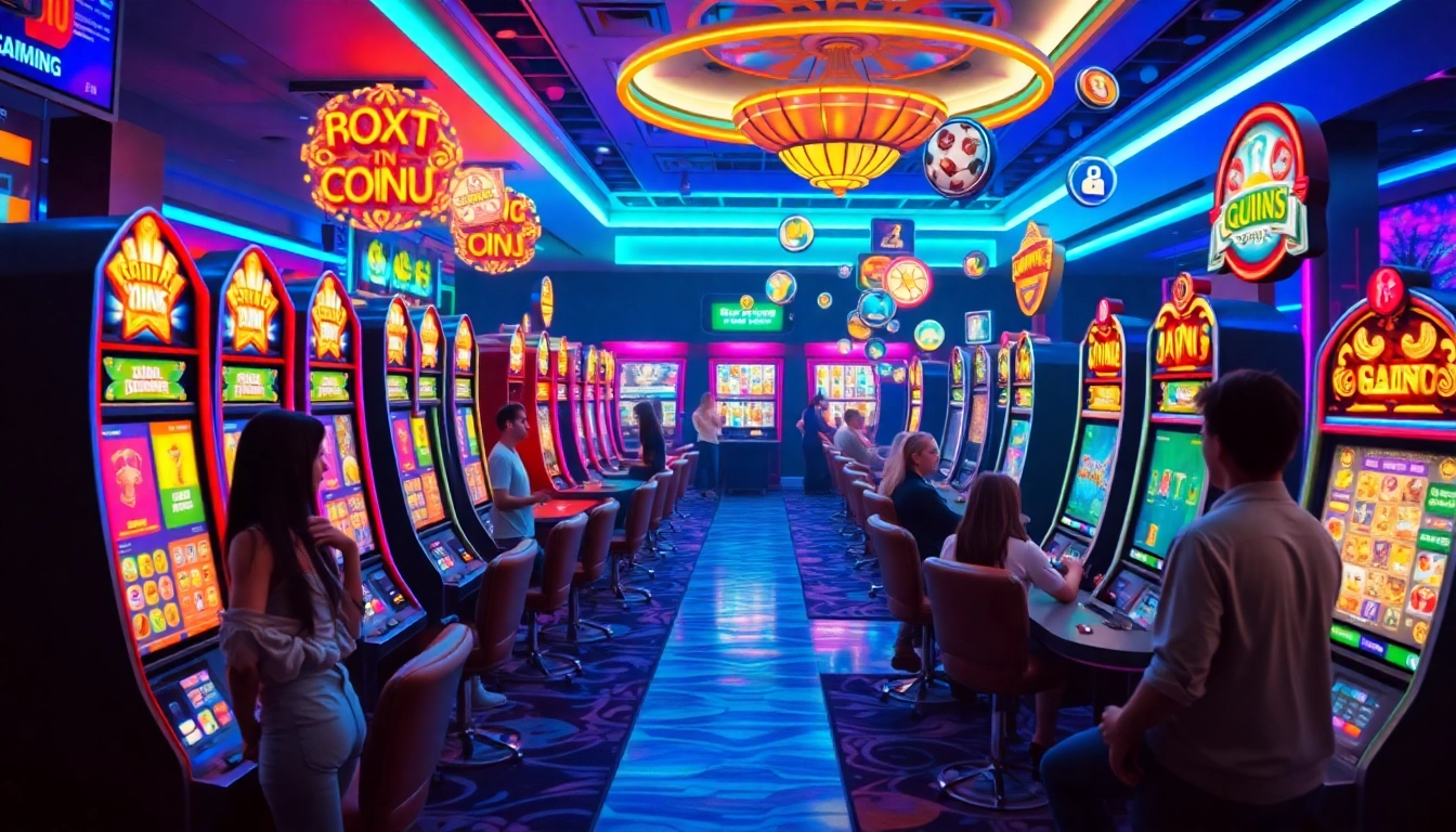 NOHU90 offers a thrilling online gaming experience with vibrant slot machines and excited players.