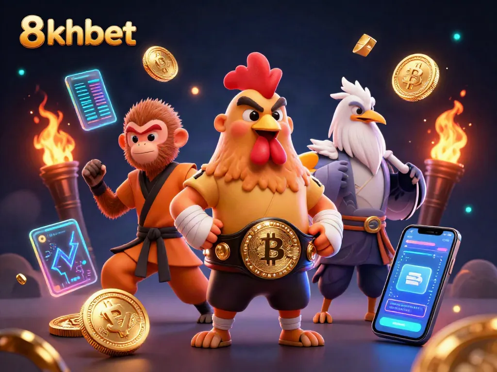 Experience the vibrant action at 8xbet with iconic characters and crypto-themed gaming elements.
