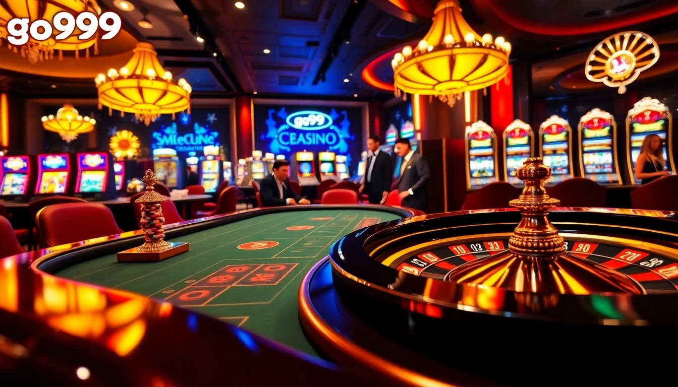 Exciting high-stakes casino scene featuring go99 poker and roulette action.