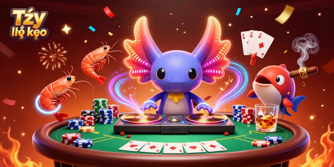 Engage with Tỷ lệ kèo as colorful characters celebrate on a vibrant poker table.