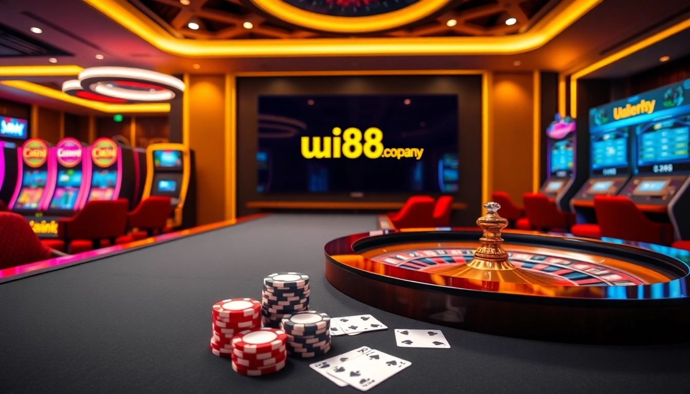 Experience the thrill of uu88.company with dynamic casino tables and vibrant gambling visuals.