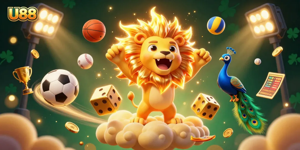Join the excitement at U888 with dynamic sports-themed visuals showcasing vibrant gaming action.