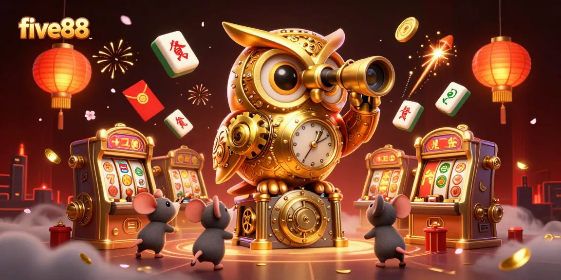 Engage in winning strategies at five88 with a vibrant casino scene showcasing colorful slot machines.