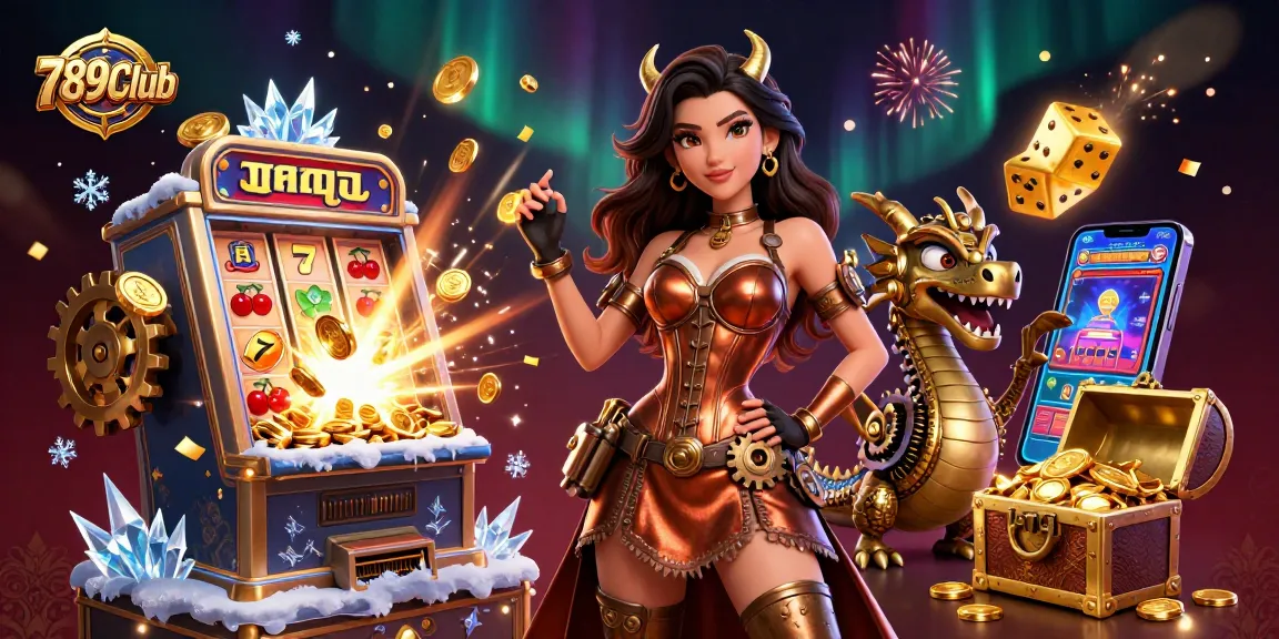 Experience the excitement of 789Club's online games with a stunning illustration of lively casino elements.