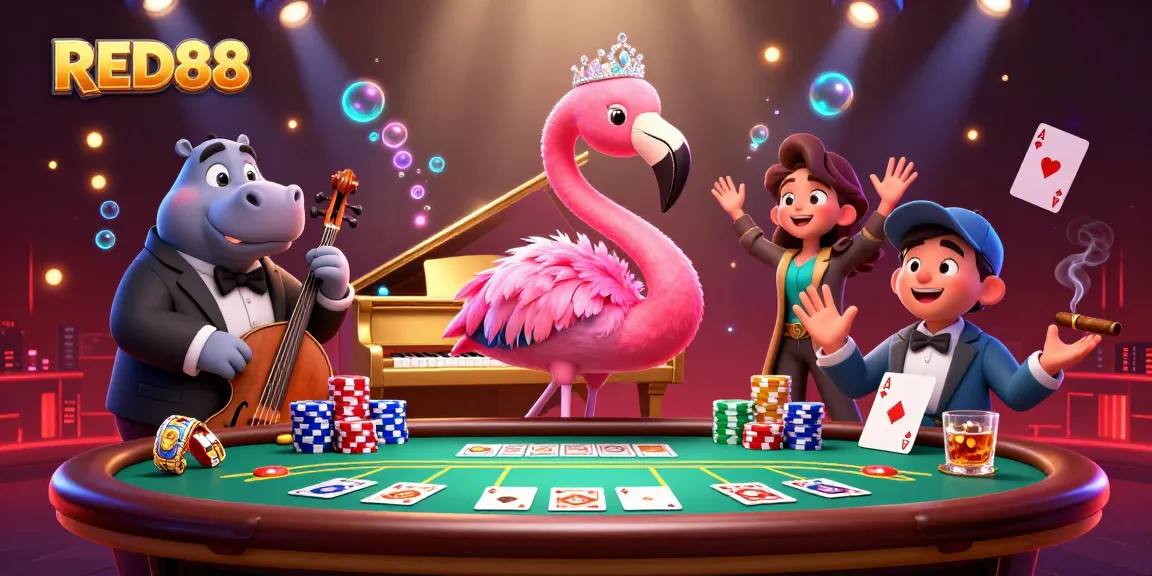 Experience the thrill of RED88 with vibrant casino characters and engaging gaming elements.