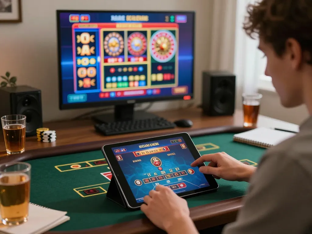 Player experiencing impactxoft on their tablet engaging in online casino gameplay